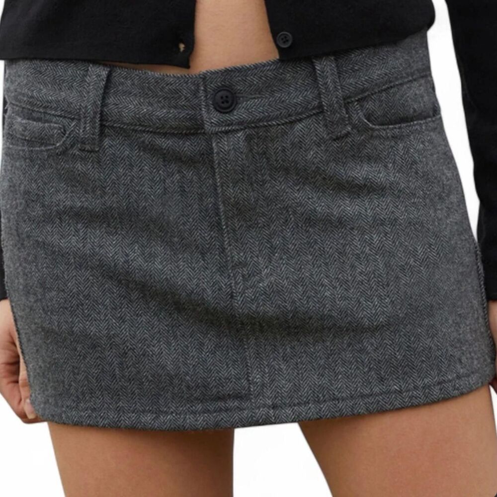 John Galt Gray Wool Mini Skirt One Size Small Preppy Casual Women's